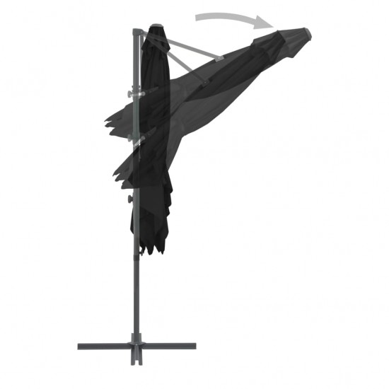 Gembinis skėtis su plieniniu stulpu, juodos spalvos, 250x250cm