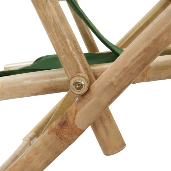 Atlošiama poilsio kėdė, žalios spalvos, bambukas ir audinys