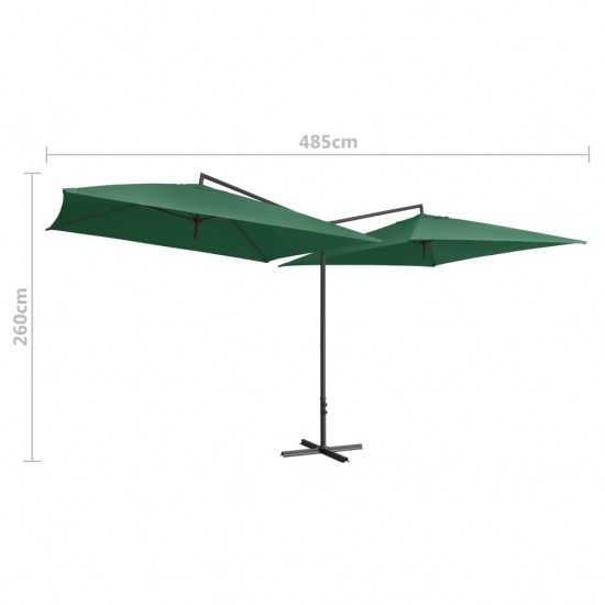 Dvigubas skėtis su plieniniu stulpu, žalios spalvos, 250x250cm