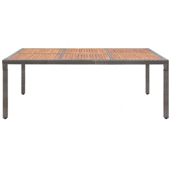 Sodo stalas, pilkas, 200x150x74cm, poliratanas ir akacija
