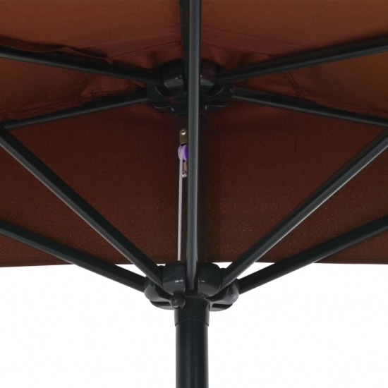 Balkono skėtis su aliuminiu stulpu, terakota, 270x144x222cm
