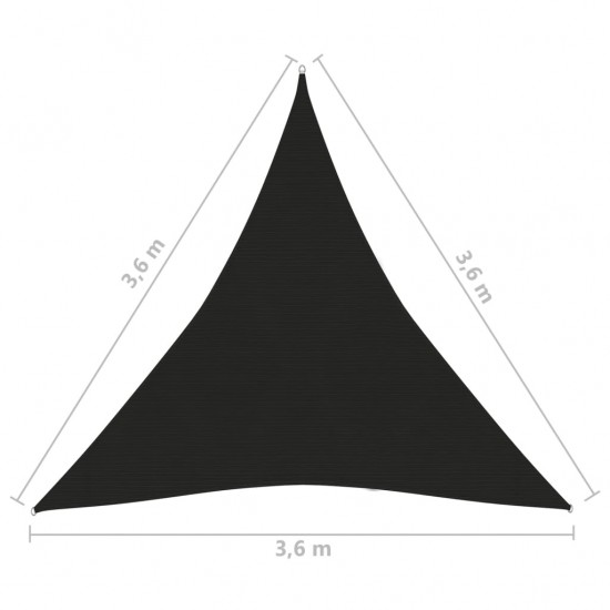 Uždanga nuo saulės, juodos spalvos, 3,6x3,6x3,6m, HDPE, 160g/m²