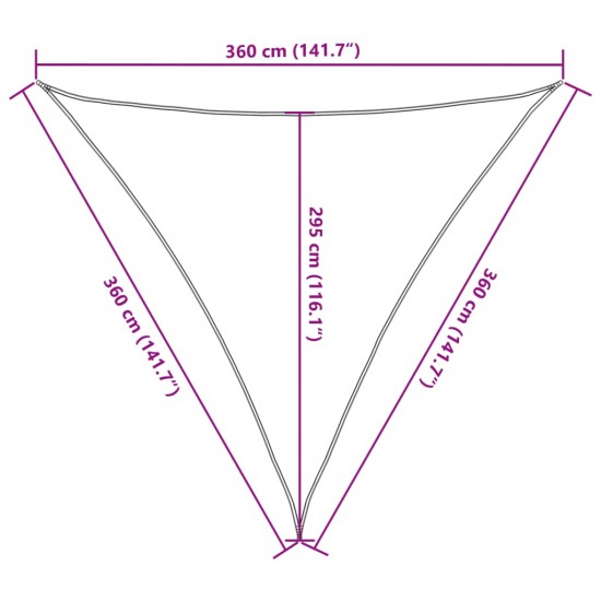 Uždanga nuo saulės, juodos spalvos, 3,6x3,6x3,6m, HDPE, 160g/m²