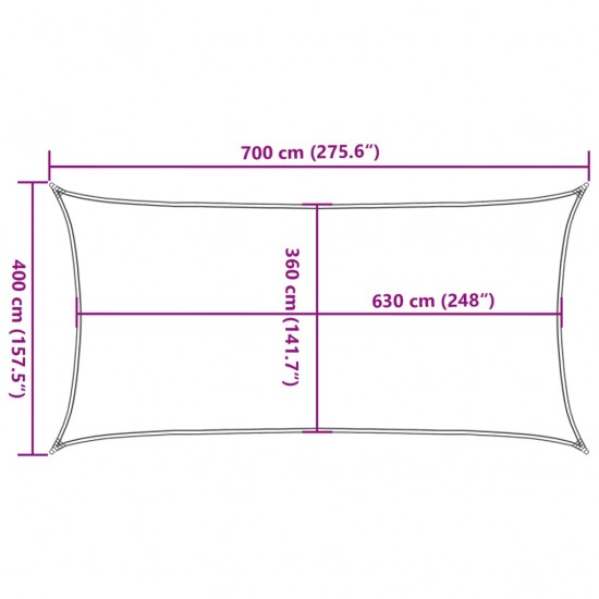 Uždanga nuo saulės, šviesiai žalia, 4x7m, HDPE, 160g/m²