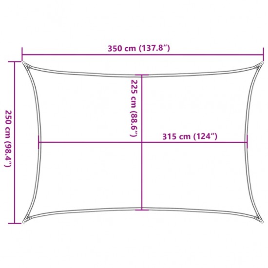 Uždanga nuo saulės, raudonos spalvos, 2,5x3,5m, HDPE, 160g/m²