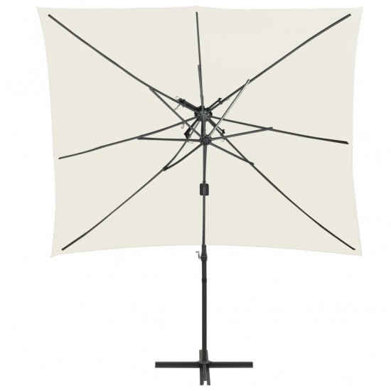 Gembinis skėtis su dvigubu viršumi, smėlio spalvos, 250x250cm