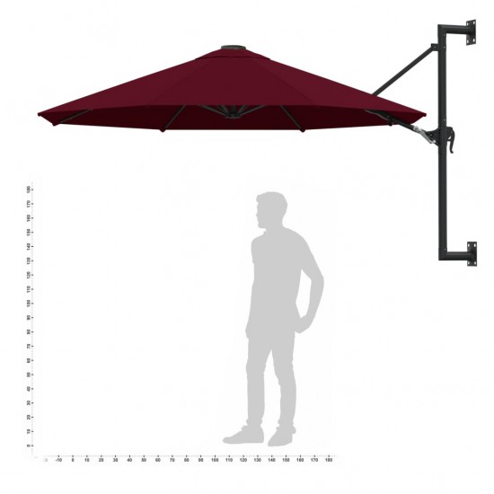 Montuojamas skėtis su metaliniu stulpu, tamsiai raudonas, 300cm