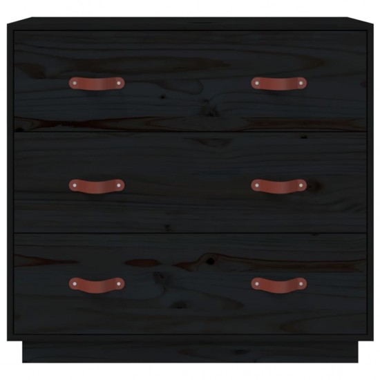 Šoninė spintelė, juoda, 80x40x75cm, pušies medienos masyvas