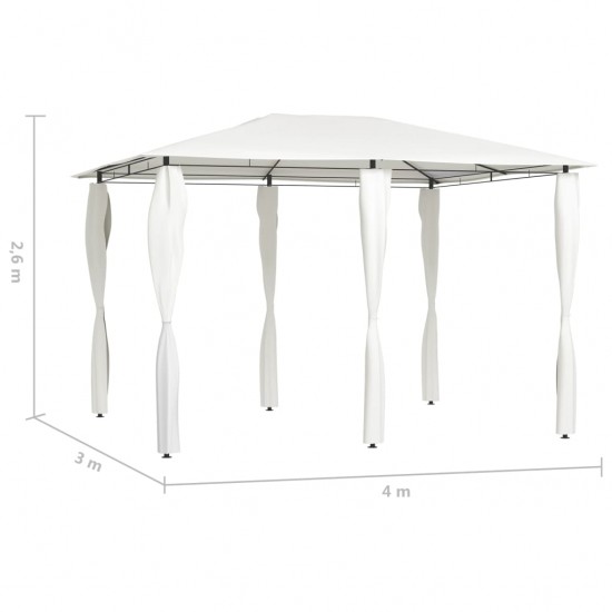 Pavėsinė su stulpų uždangalais, kreminė, 3x4x2,6m, 160g/m²