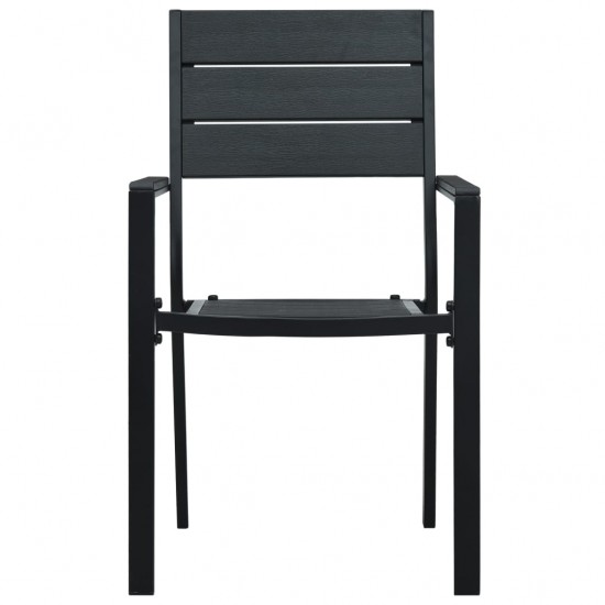 Sodo kėdės, 2vnt., juodos spalvos, HDPE, medienos imitacija