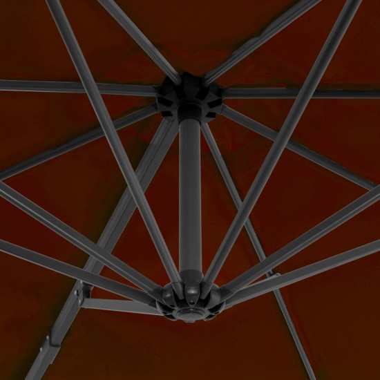 Gembės formos skėtis su aliuminio stulpu, terakota, 300cm