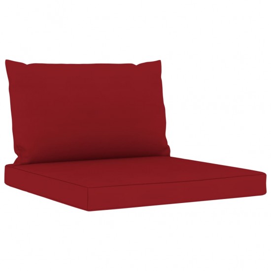 Keturvietė sodo sofa su raudonojo vyno spalvos pagalvėlėmis