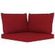 Keturvietė sodo sofa su raudonojo vyno spalvos pagalvėlėmis