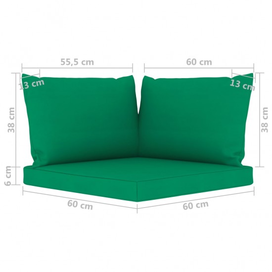 Keturvietė sodo sofa su žalios spalvos pagalvėlėmis