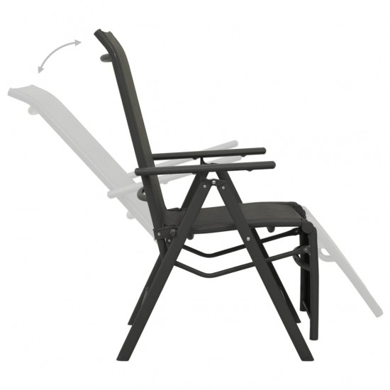 Atlošiamos sodo kėdės, 2vnt., juodos, tekstilenas/aliuminis