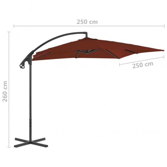 Gembinis skėtis su plieniniu stulpu, terakota, 250x250cm