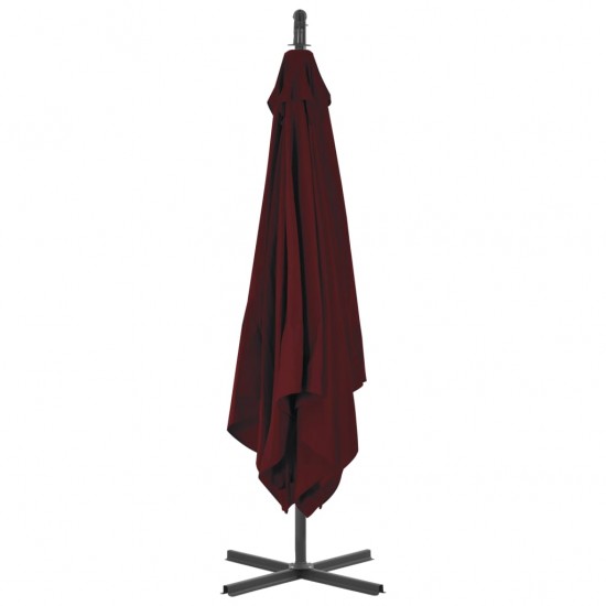 Gembinis skėtis su plieniniu stulpu, vyno raudonas, 250x250cm
