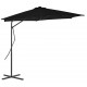 Lauko skėtis su plieniniu stulpu, juodos spalvos, 300x230cm