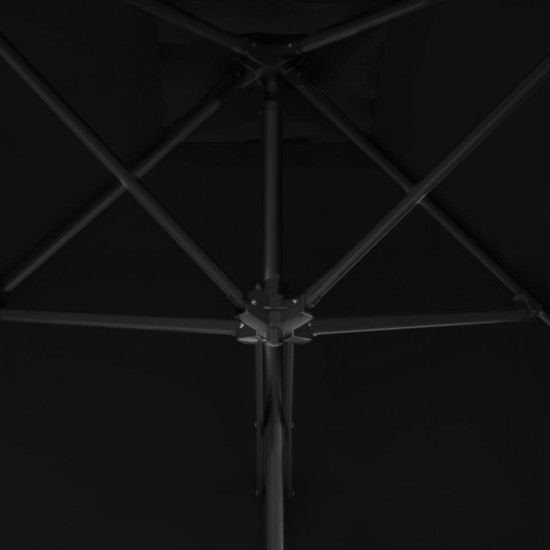 Lauko skėtis su plieniniu stulpu, juodos spalvos, 300x230cm