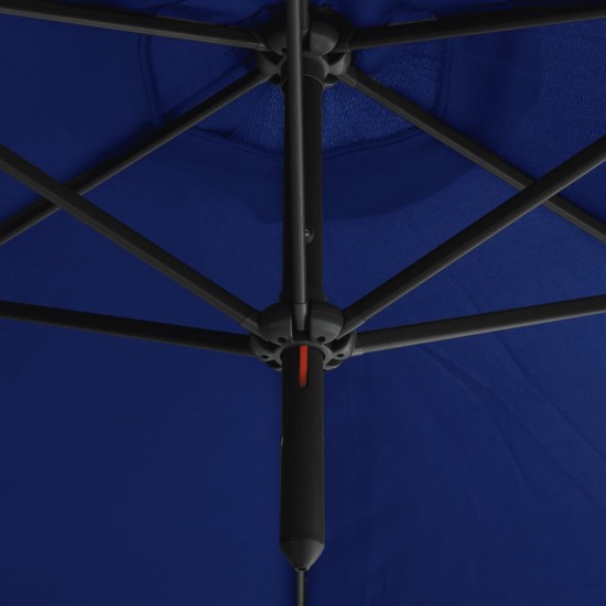 Dvigubas skėtis su plieniniu stulpu, tamsiai mėlynas, 600cm