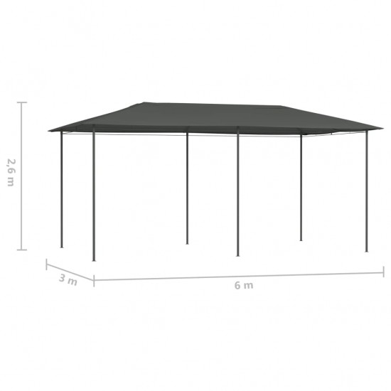 Pavėsinė, antracito spalvos, 3x6x2,6m, 160g/m²