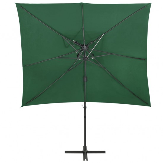 Gembinis skėtis su dvigubu viršumi, žalios spalvos, 250x250cm