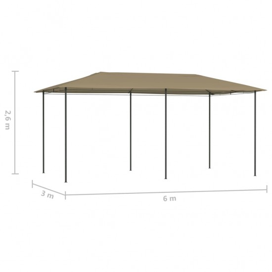 Pavėsinė, taupe spalvos, 3x6x2,6m, 160g/m²