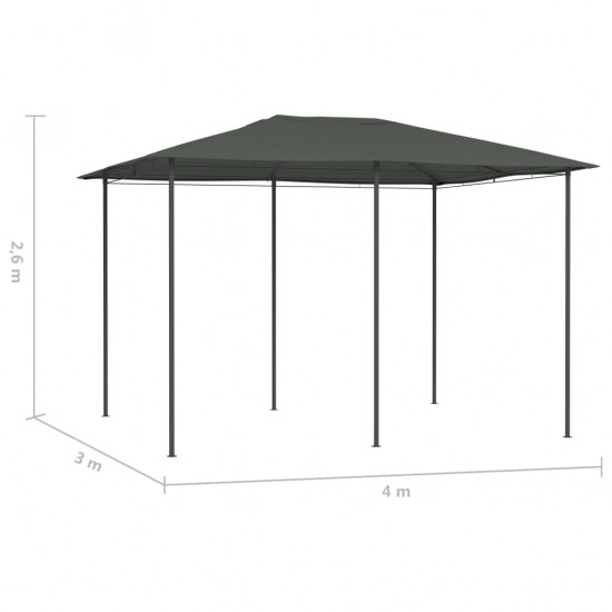 Pavėsinė, antracito spalvos, 3x4x2,6m, 160g/m²