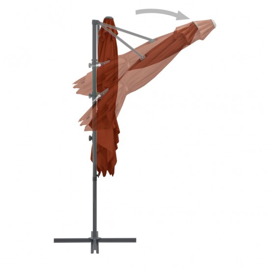 Gembinis skėtis su plieniniu stulpu, terakota, 250x250cm