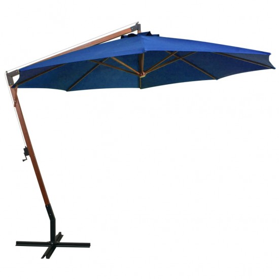 Kabantis skėtis su stulpu, mėlynas, 3,5x2,9m, eglės masyvas