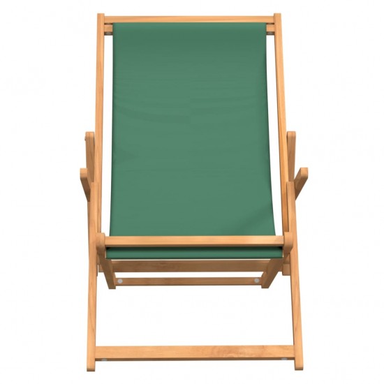 Sulankstoma paplūdimio kėdė, žalios spalvos, tikmedžio masyvas