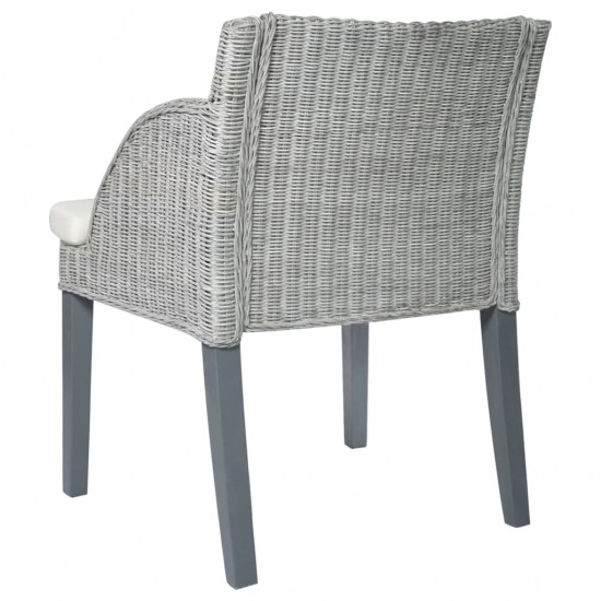 Valgomojo kėdė su pagalvėle, pilka, natūralus ratanas