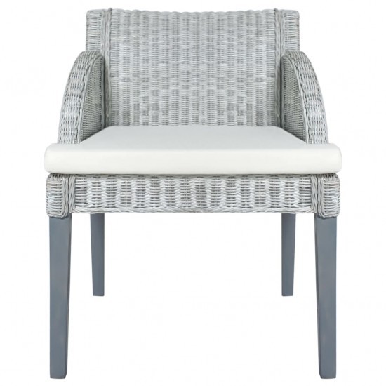 Valgomojo kėdės su pagalvėmis, 2vnt., pilkos, natūralus ratanas