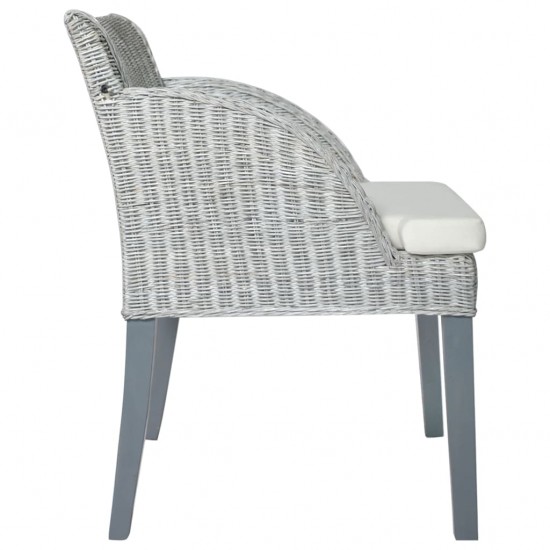 Valgomojo kėdės su pagalvėmis, 2vnt., pilkos, natūralus ratanas