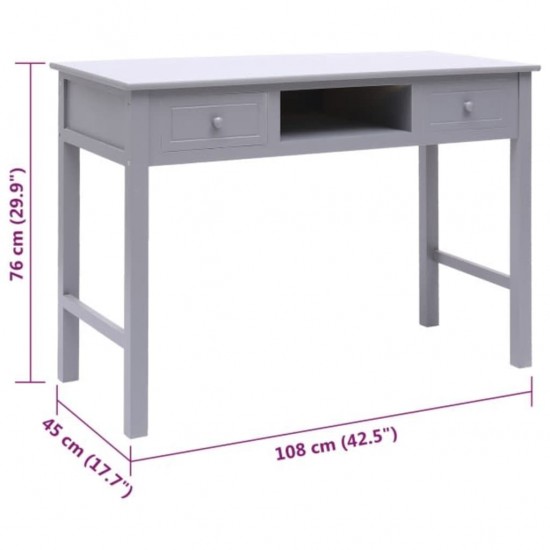 Rašomasis stalas, pilkas, 108x45x76cm, paulovnijos masyvas
