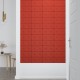 Sienų plokštės, 12vnt., raudonos, 30x15cm, dirbtinė oda, 0,54m²