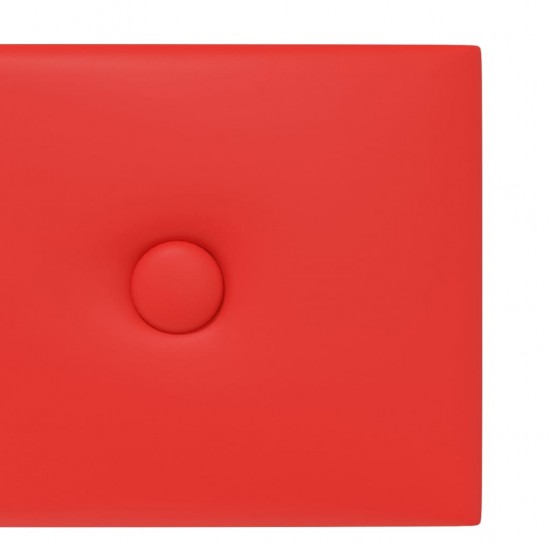 Sienų plokštės, 12vnt., raudonos, 90x15cm, dirbtinė oda, 1,62m²