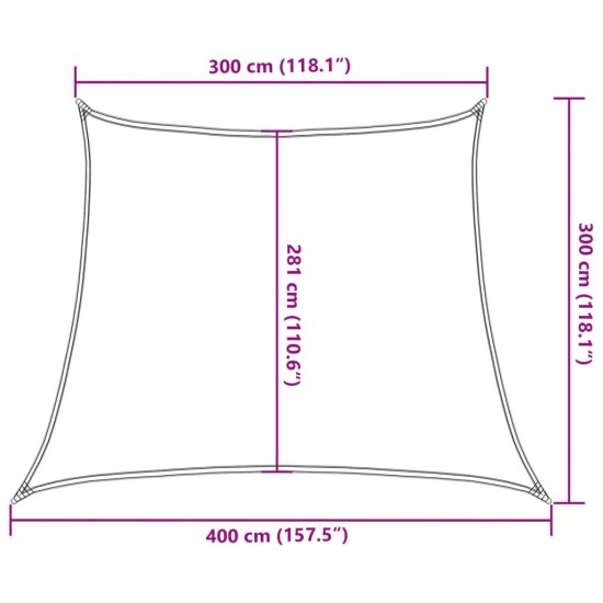 Uždanga nuo saulės, baltos spalvos, 3/4x3m, HDPE, 160g/m²