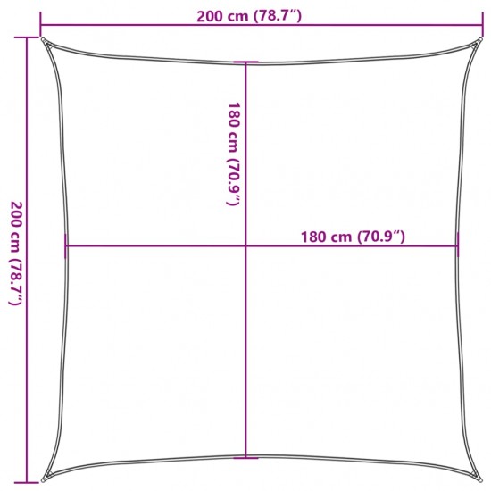 Tentas nuo saulės, antracito sp., 2x2 m, HDPE, kvadrato formos