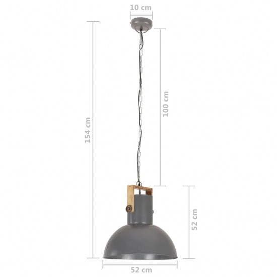 Pakabinamas šviestuvas, pilkas, 52cm, 25W, apskritas, E27