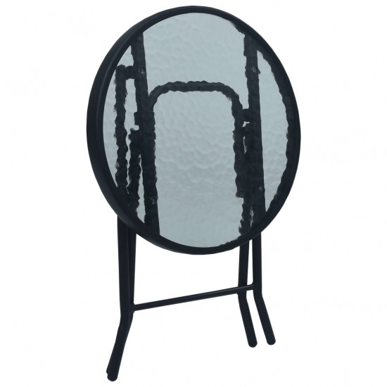 Bistro staliukas, juodos spalvos, 40x46cm, plienas ir stiklas