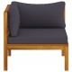 Modulinė kampinė sofa su tamsiai pilkomis pagalvėmis, akacija