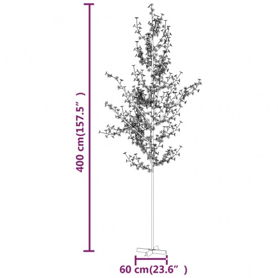 LED medis su vyšnių žiedais, 400cm, 672 šiltos baltos LED