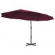 Lauko skėtis su aliuminio stulpu, raud. vyn. sp., 460x270 cm