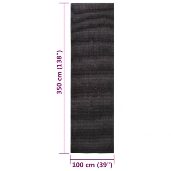 Kilimas, juodos spalvos, 100x350cm, natūralus sizalis