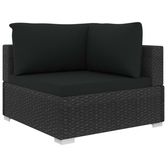 Sodo baldų komplektas su pagalvėlėmis, 5d., juodas, poliruotas