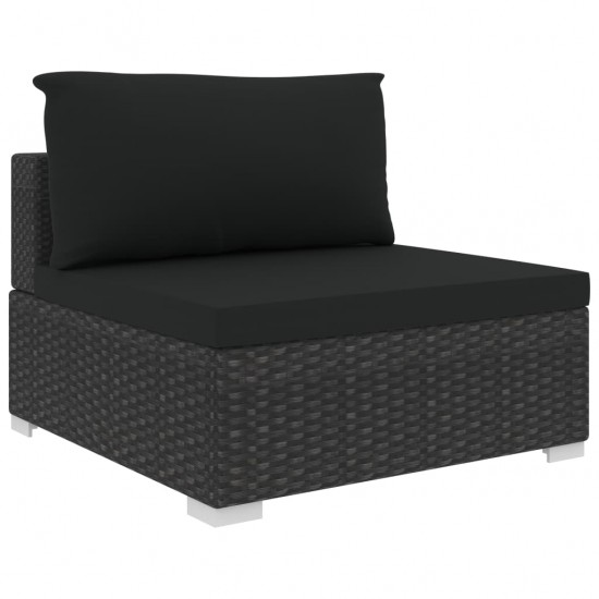 Sodo baldų komplektas su pagalvėlėmis, 5d., juodas, poliruotas