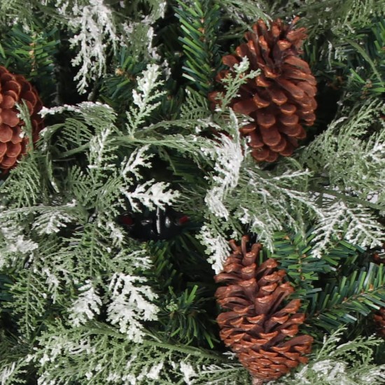 Kalėdų eglutė su kankorėžiais, žalia ir balta, 225cm, PVC/PE