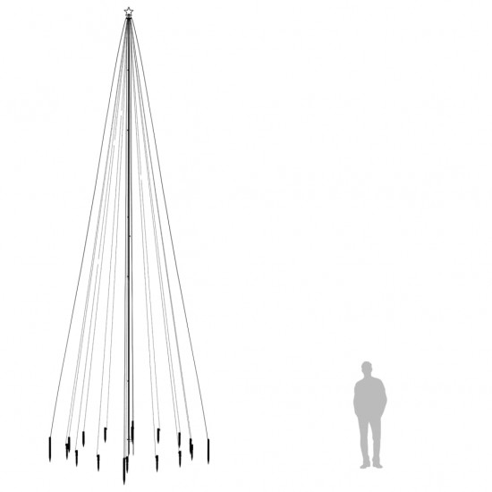 Kalėdų eglutė su kuoliuku, 800cm, 1134 mėlynos spalvos LED