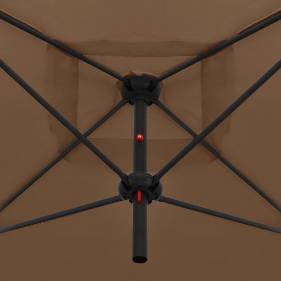 Dvigubas skėtis su plieniniu stulpu, taupe spalvos, 250x250cm